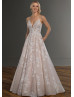 Beaded Ivory Lace Tulle Cross Back Wedding Dress
